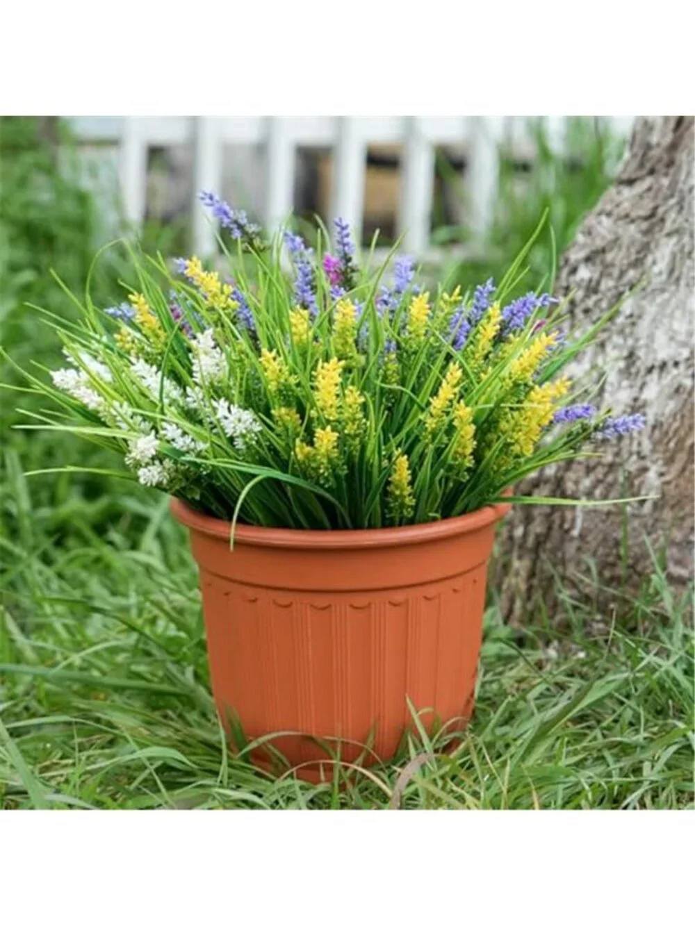 Artificial Lavender Flowers UV Resistant Fake Outdoor Plants Decor 20 Bundles